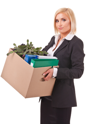 Young business woman moving personal things